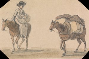Menina, com, packhorse de Paul Sandby